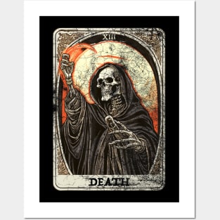 Vintage Death Tarot Card Grim Reaper Occult Satanic Horror Posters and Art